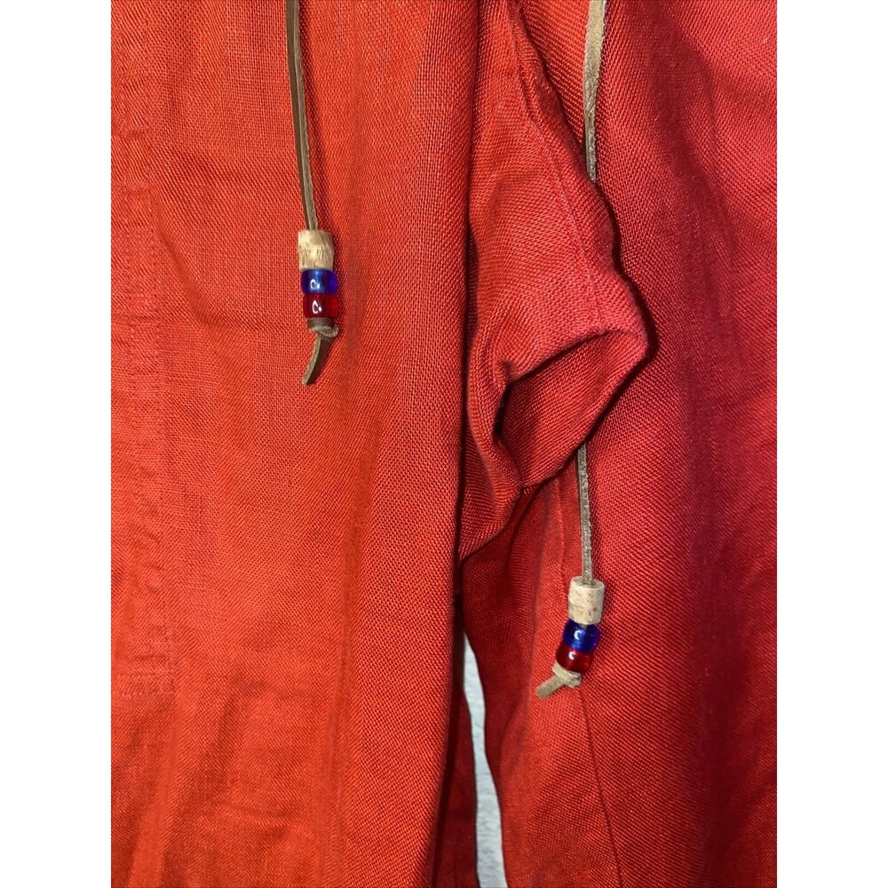 vintage Lauren Ralph linen wide leg Red Capri cargo Pants 10 holiday lagen - Picture 2 of 11